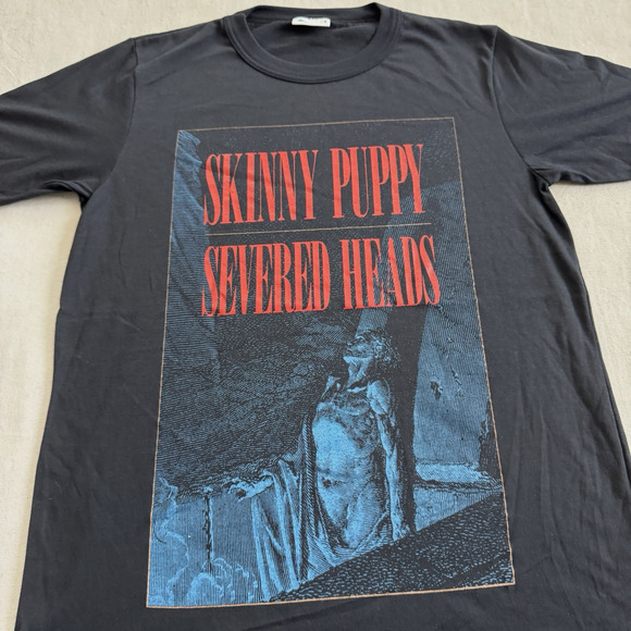 Vintage 1986 Skinny Puppy Severed Heads Dig It Bigot World Tour T-Shirt Large - Picture 3 of 7